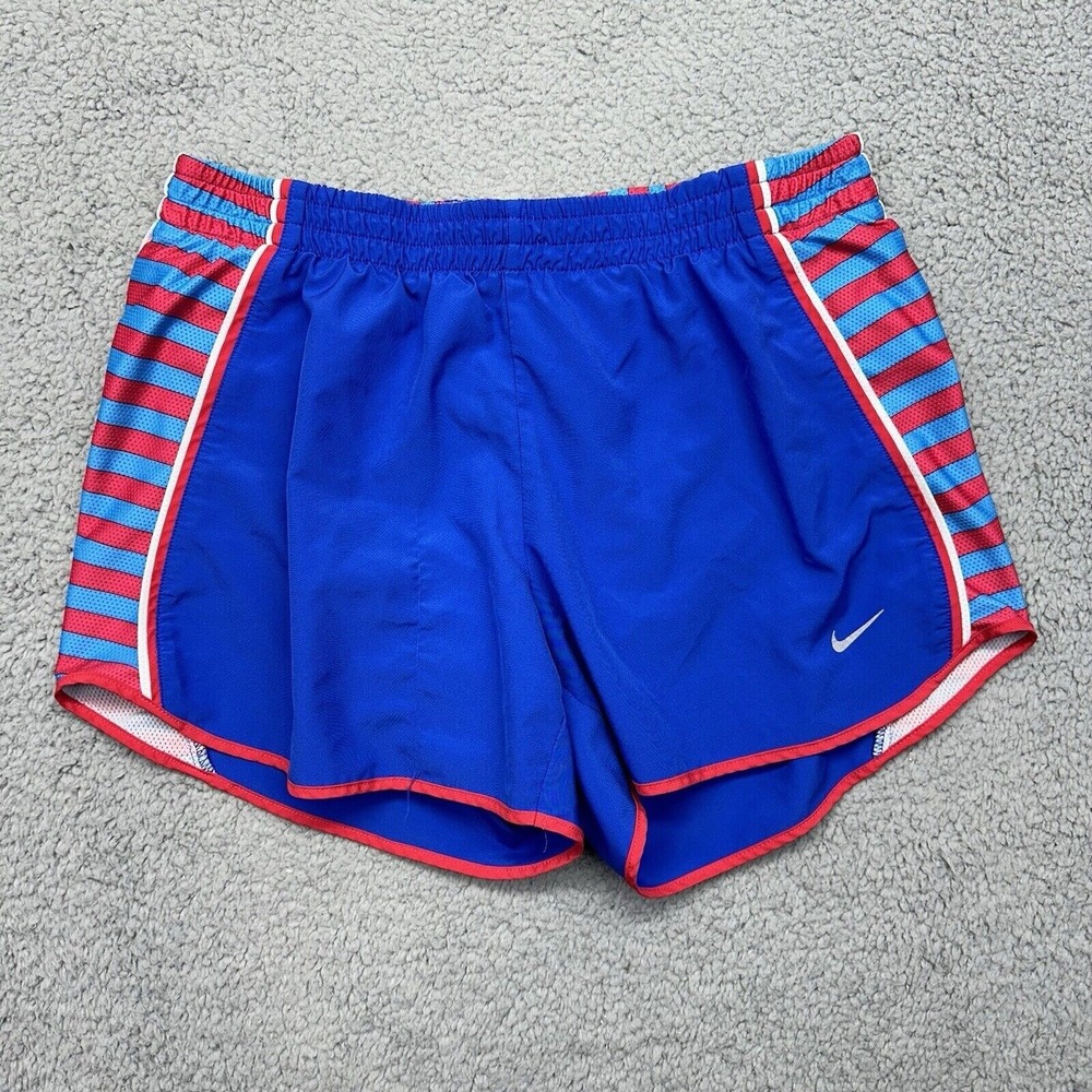 Nike Women's Size Small 446190-419 Dri-Fit Lined Running Sport Shorts Blue / Red